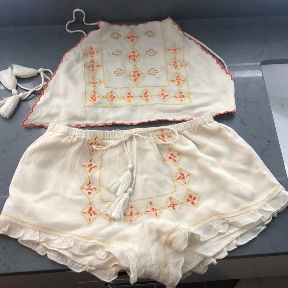 Boho Matching Shorts & Crop Top Set